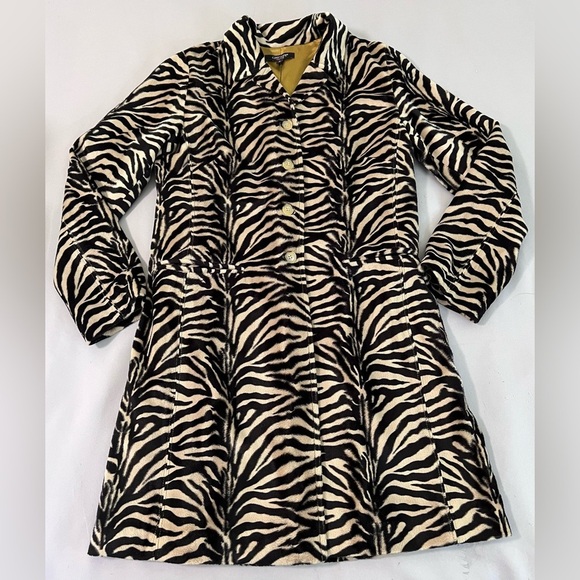 VTG KAREN KANE INC. LIFESTYLE Women’s Brown Tiger Print Long Line Jacket Sz M - Picture 3 of 14